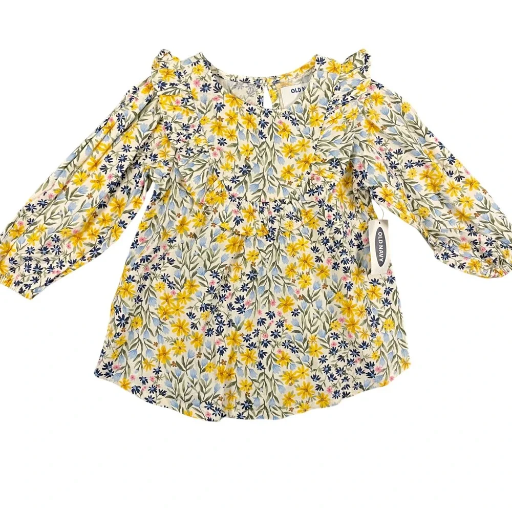 NWT Old Navy Floral‎ Ruffle-Trim Tunic Size 18-24 Months Multicolor Spring